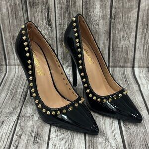 Womens Fashion Sexy Patent Pointy Toe Studs Spike High Heel Pump Party Shoes 6.5